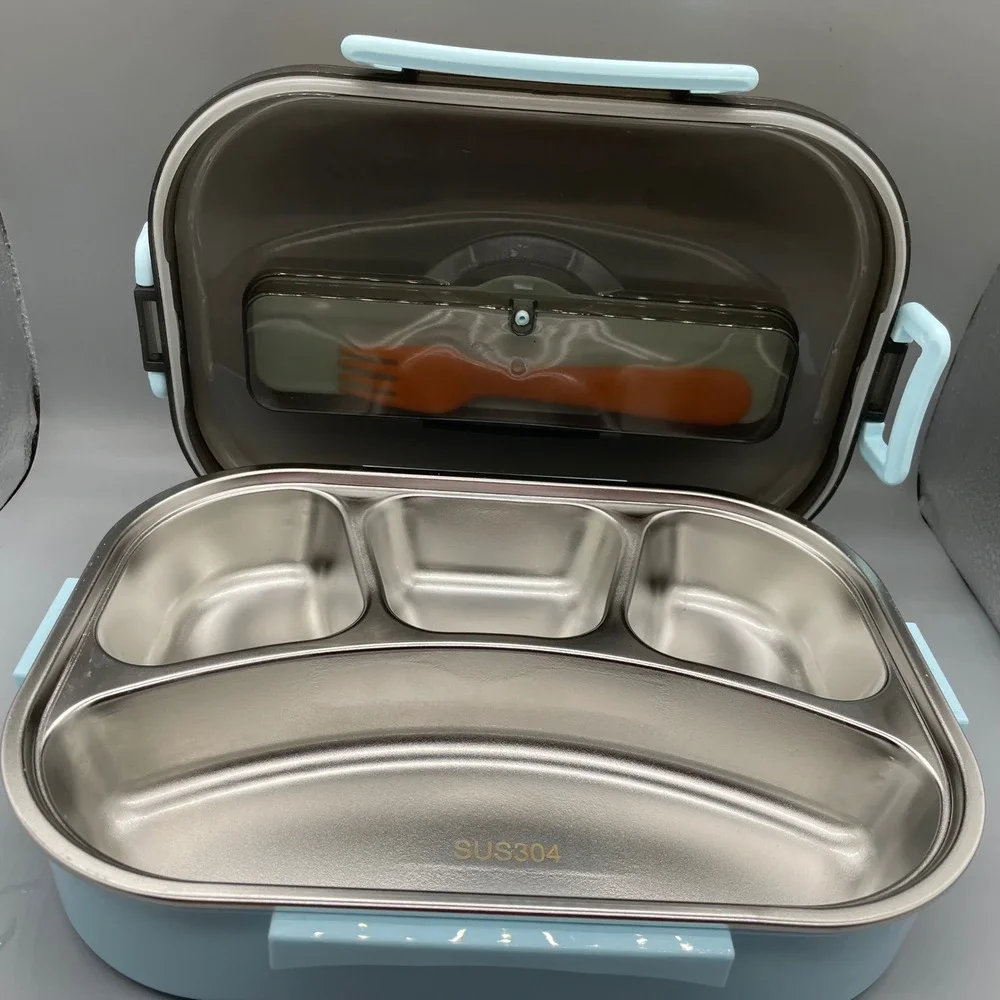 AceFly Bento Lunch Box Stainless Steel 4 Compartment Blue Monster Kids Adult